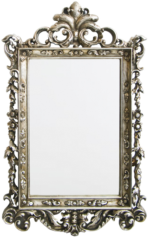 AF006S Wall décor art mirror silver classic ornate rectangular vertical